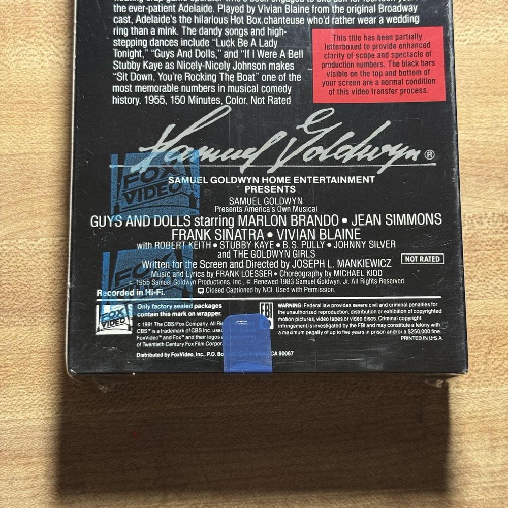 Guys and Dolls (VHS, 1991) Marlon Brando Jean Simmons Frank Sinatra - Picture 4 of 7